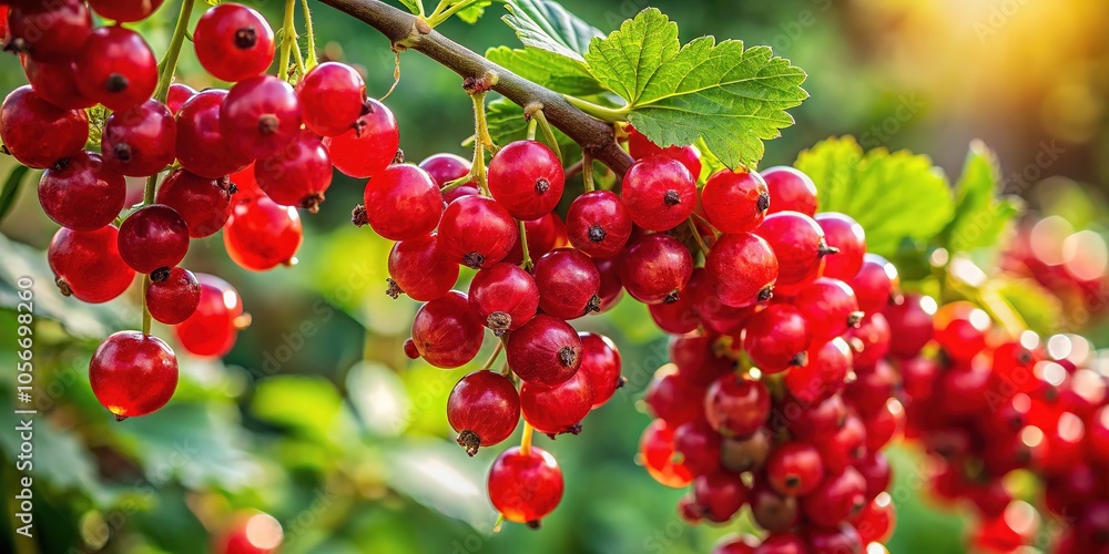 Close-up of Ripe Red Currants in Organic Garden - Fresh Fruit Branch Close-up of Ripe Red Currants in Organic Garden - Fresh Fruit Branch