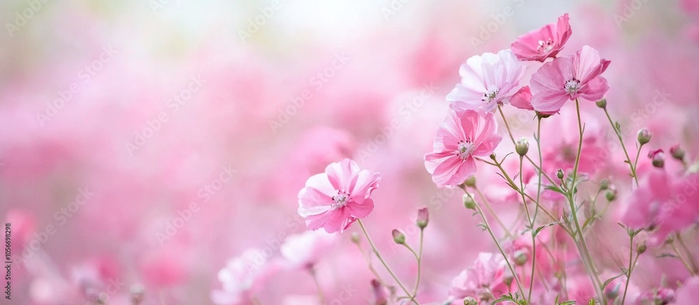 Naklejka premium Flower Pink Color In Park Summer Season