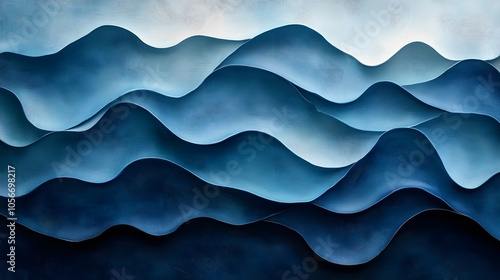 Abstract Blue Wavy Pattern Art Design