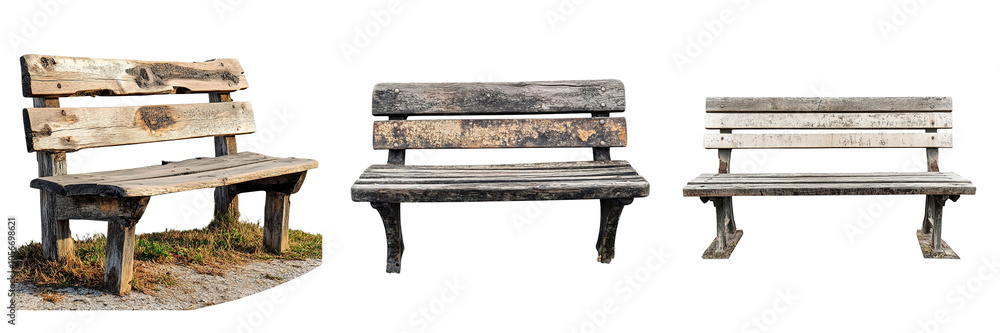 Old park bench on transparent background Old park bench on transparent background
