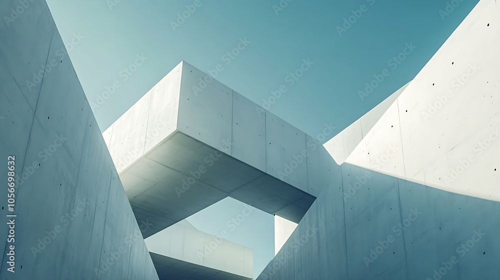 Modern Architectural Structure with Angular Concrete Geometric Design : Generative AI Modern Architectural Structure with Angular Concrete Geometric Design : Generative AI