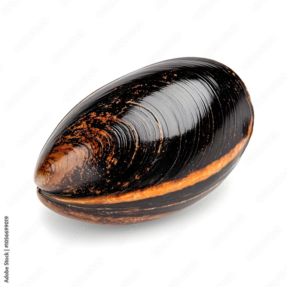 Macro Shot of a Perfect Fresh Mussel on White Background Macro Shot of a Perfect Fresh Mussel on White Background