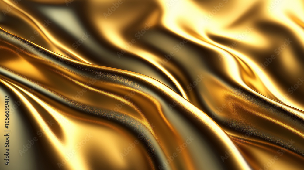 Obraz premium Textured gold foil, luminous metallic finish with random pleats