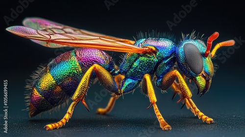 Incredibly Beautiful Multi Colored Luster Wasp photo