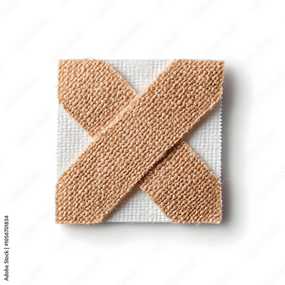 Macro Detailed Shot of Adhesive Medical Plaster Strip Bandage on White Background Macro Detailed Shot of Adhesive Medical Plaster Strip Bandage on White Background