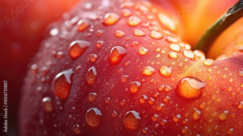 Wallpaper Mural Fresh peach fruit with droplets of water showcasing intricate closeup details Torontodigital.ca
