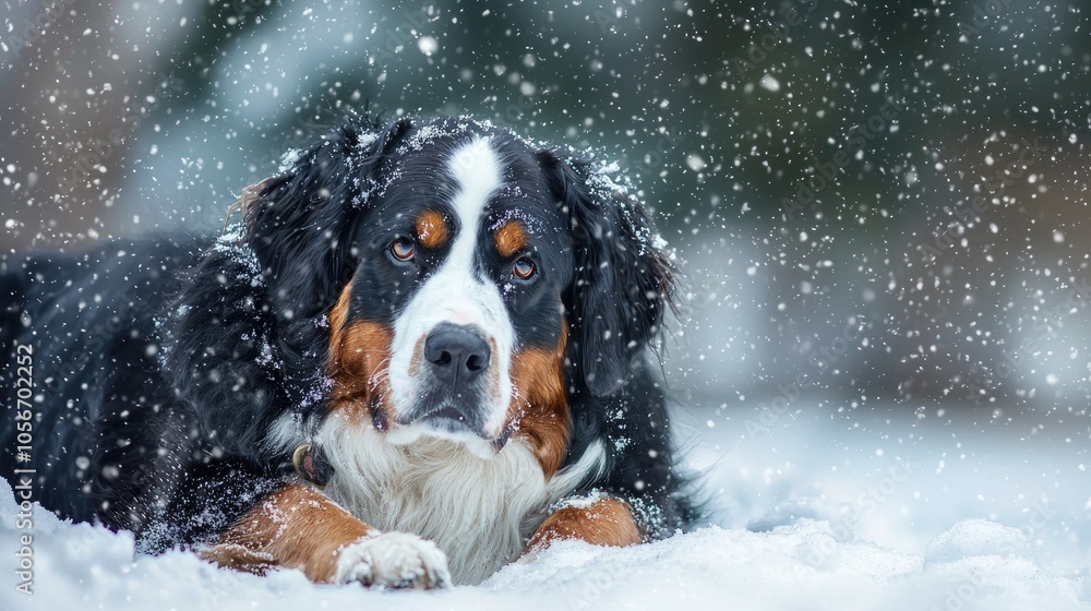 Bernese Mountain Dog In Winter Bernese Mountain Dog In Winter