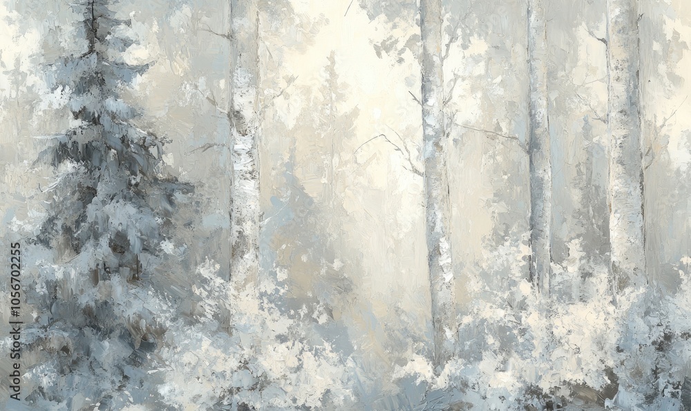 Winter Forest Painting, Abstract Art, Brushstrokes, Canvas Texture, Cold Weather, Nature Scene, Woodland, Birch Trees, White Trees, Gray and White Winter Forest Painting, Abstract Art, Brushstrokes, Canvas Texture, Cold Weather, Nature Scene, Woodland, Birch Trees, White Trees, Gray and White