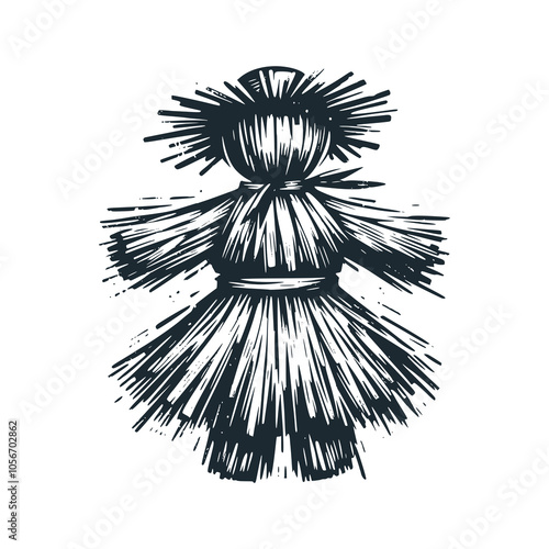 The Scarecrow. Black white vector illustration.