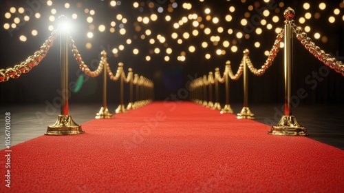 Red carpet poised for the arrival of celebrities at a prestigious awards event photo