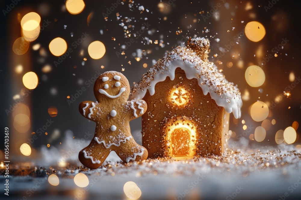 Cute Gingerbread Vibing Beside a Cozy House Cute Gingerbread Vibing Beside a Cozy House