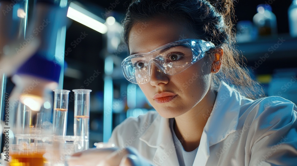 Focused medical technologist organizing samples in a laboratory setting Focused medical technologist organizing samples in a laboratory setting