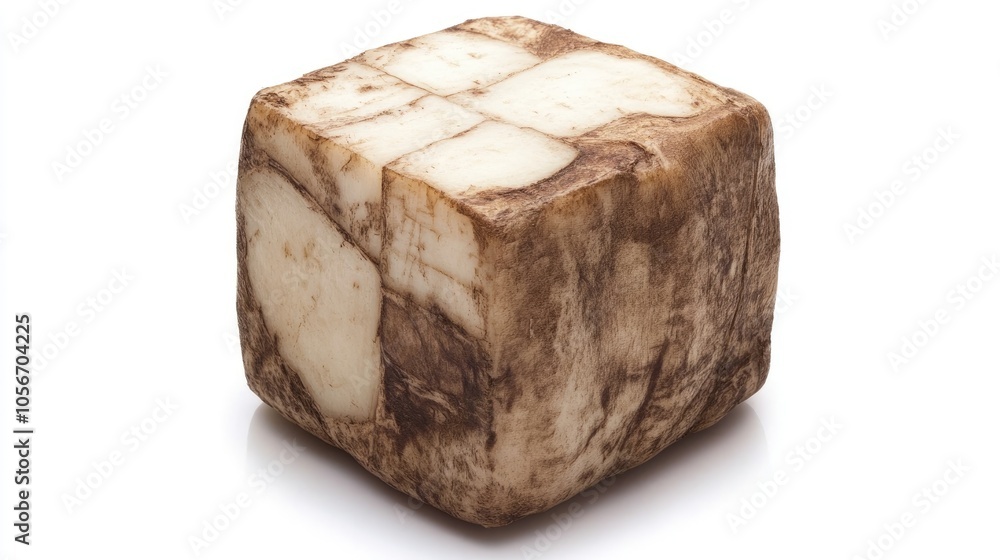 Taro root cube isolated on a white background Taro root cube isolated on a white background