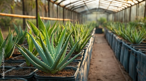 Aloe Vera Barbadensis Miller cultivation in a plantation setting