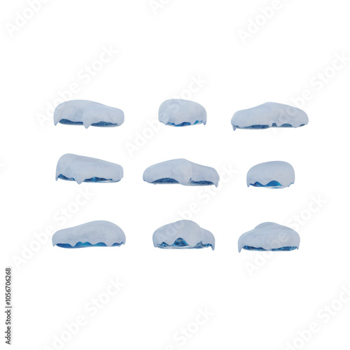 Set of cloud storage icons with varying fill levels. Snowdrifts.