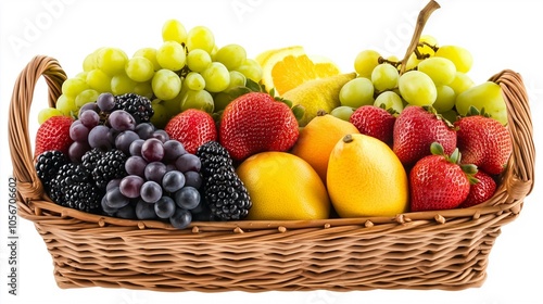 Beautifully arranged fruits in basket 