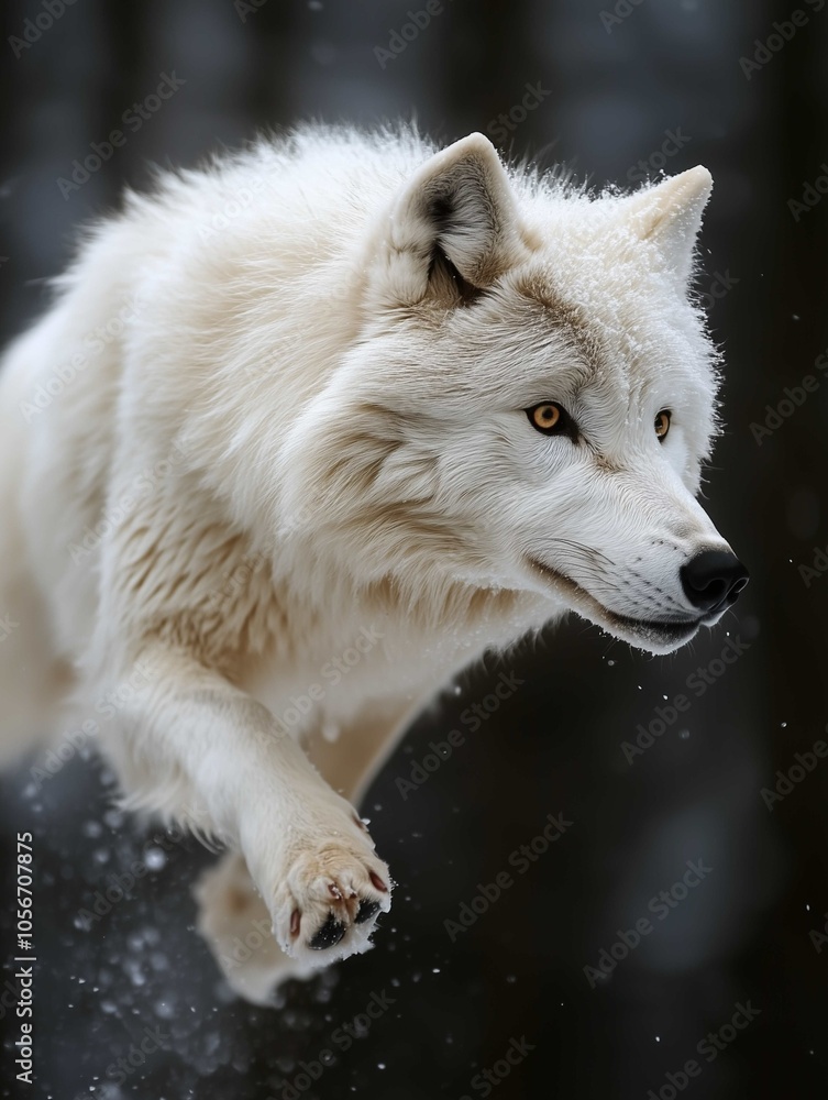 Obraz premium White wolf jumping profil