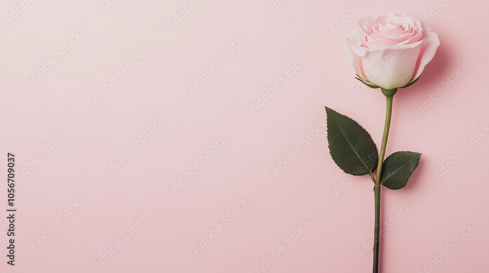 A delicate pink rose stands elegantly against a soft pastel background, symbolizing love and beauty in nature.