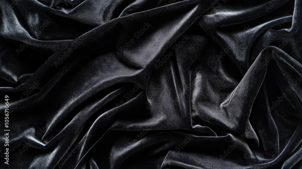 Lush black velvet drapery texture with a rich luxurious appearance Lush black velvet drapery texture with a rich luxurious appearance