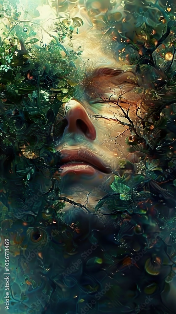 Dreamlike Portrait of Nature and Human Unity Dreamlike Portrait of Nature and Human Unity