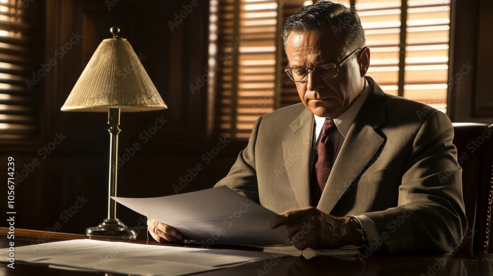 Business Executive Reviewing Important Documents Business Executive Reviewing Important Documents