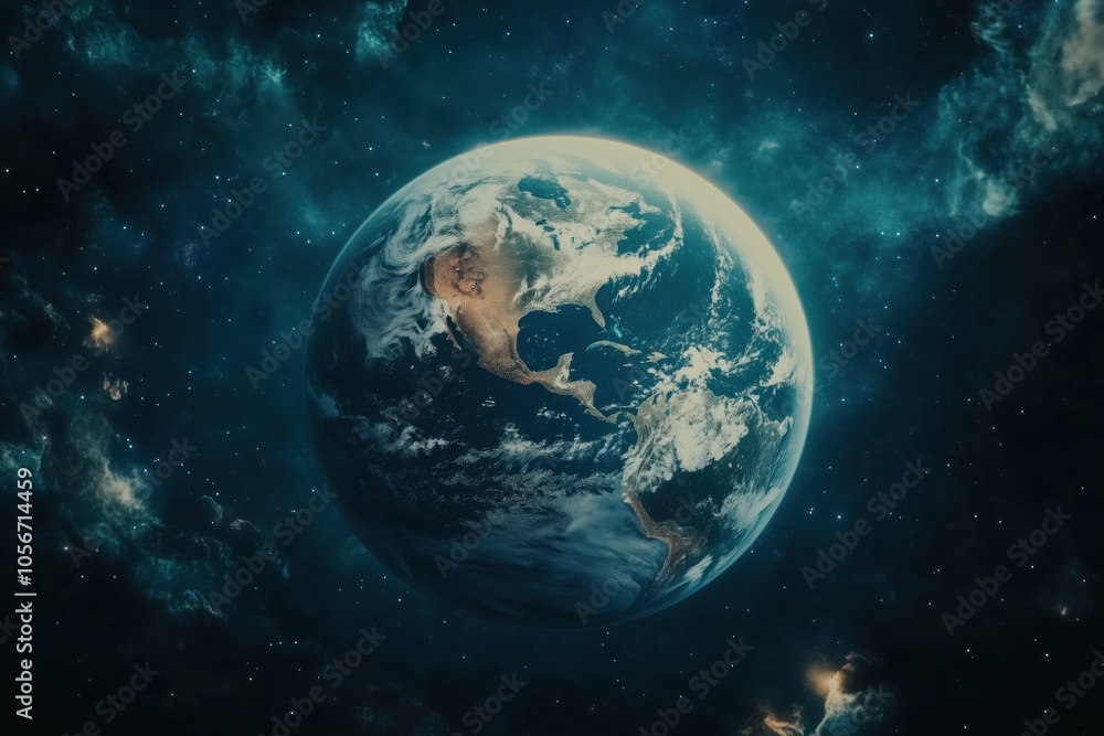 Obraz premium A cinematic snapshot of the globe of the cosmic background.