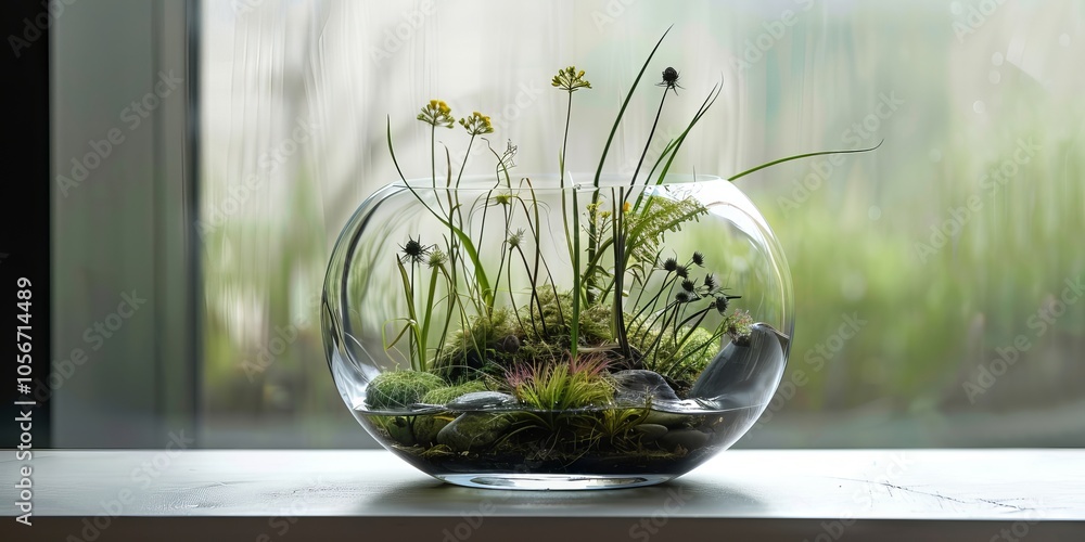 Minimalist botanical arrangement fresh background Minimalist botanical arrangement fresh background