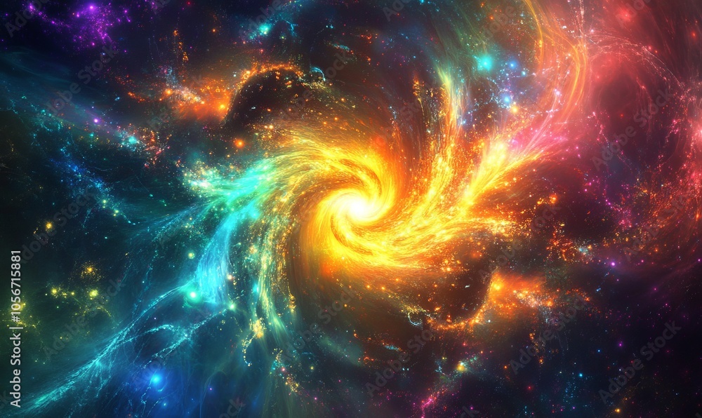 A stunning burst of light and color, representing energy and motion in a digital universe, ideal for technology or abstract themes