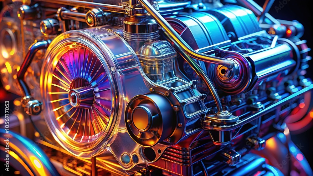 Fototapeta premium Engine Design - Macro Photography: Traditional & Modern Engineering
