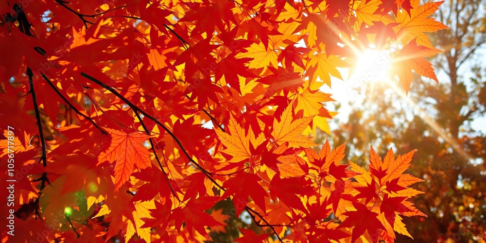 Vibrant autumn leaves glowing in the sunshine, creating a stunning natural art background, background, glowing Vibrant autumn leaves glowing in the sunshine, creating a stunning natural art background, background, glowing