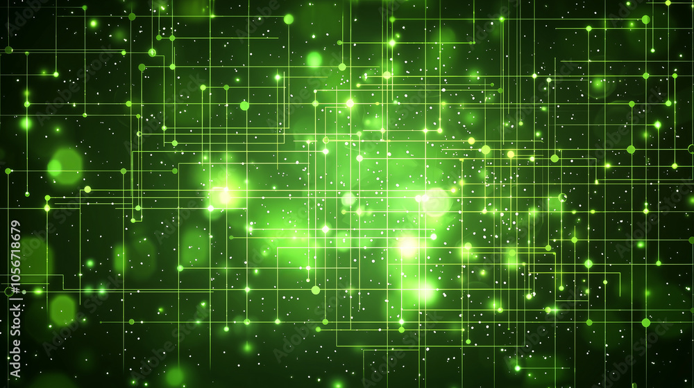 Abstract green network with glowing lights.. Abstract green network with glowing lights..