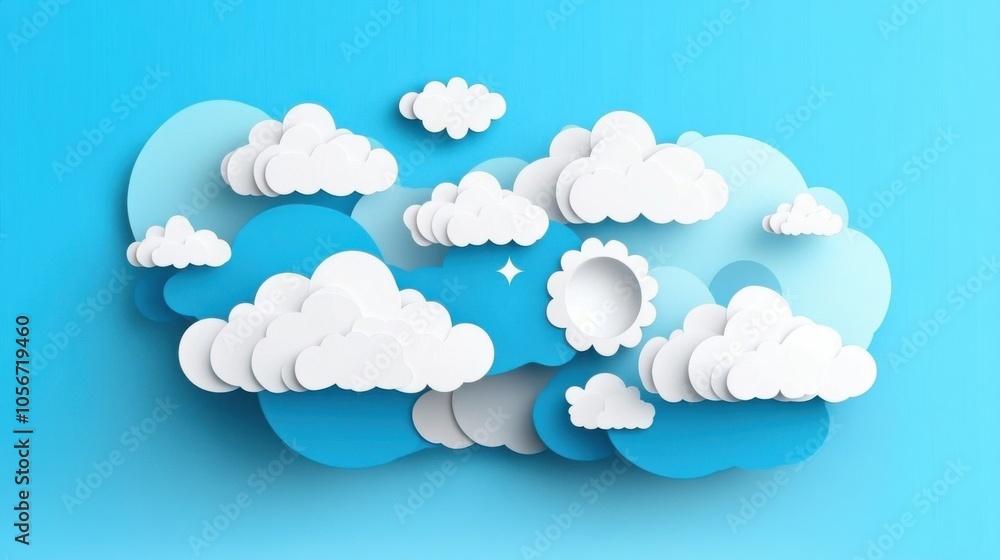Bright Minimalistic Clouds in Blue Sky Bright Minimalistic Clouds in Blue Sky