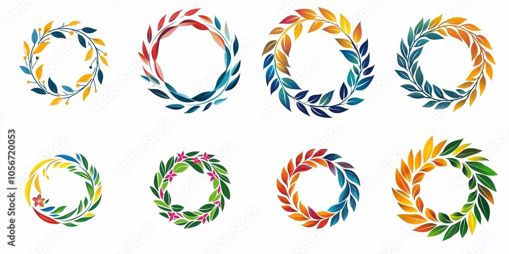 Circular logo design of intertwined leaves and flowers, representing unity and celebration, set against a white background. Circular logo design of intertwined leaves and flowers, representing unity and celebration, set against a white background.