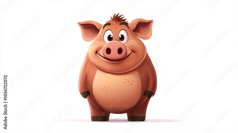 Cartoon-style hog character illustration with a cheerful expression, featuring a front view against a plain white backdrop.