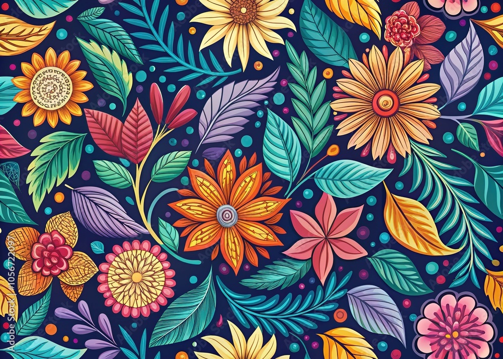 Floral Fantasy Seamless Pattern: Abstract Leaf & Flower Background Floral Fantasy Seamless Pattern: Abstract Leaf & Flower Background