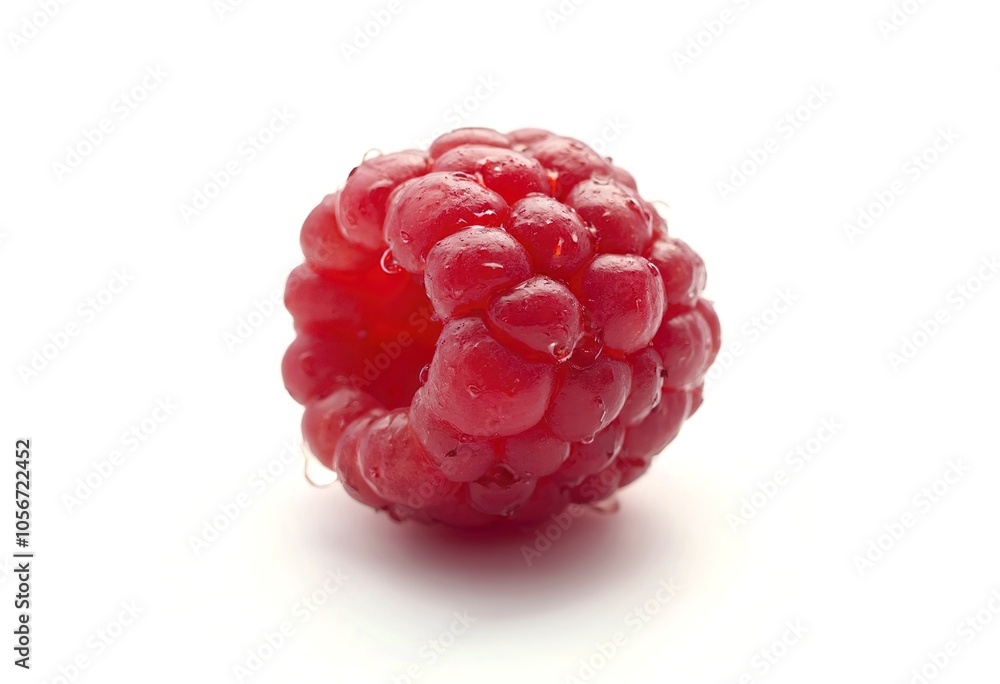 Ripe raspberries with water drops isolated on white background Ripe raspberries with water drops isolated on white background