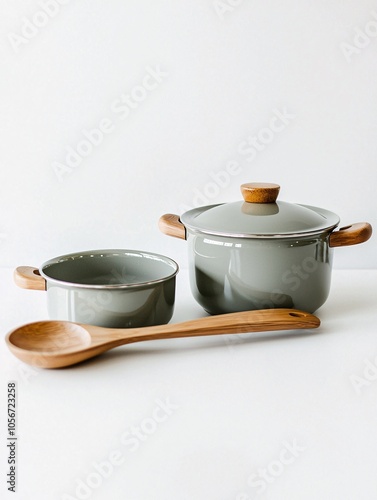 A pristine cookware collection highlights safe, non-toxic cooking choices for health-minded culinary enthusiasts. photo