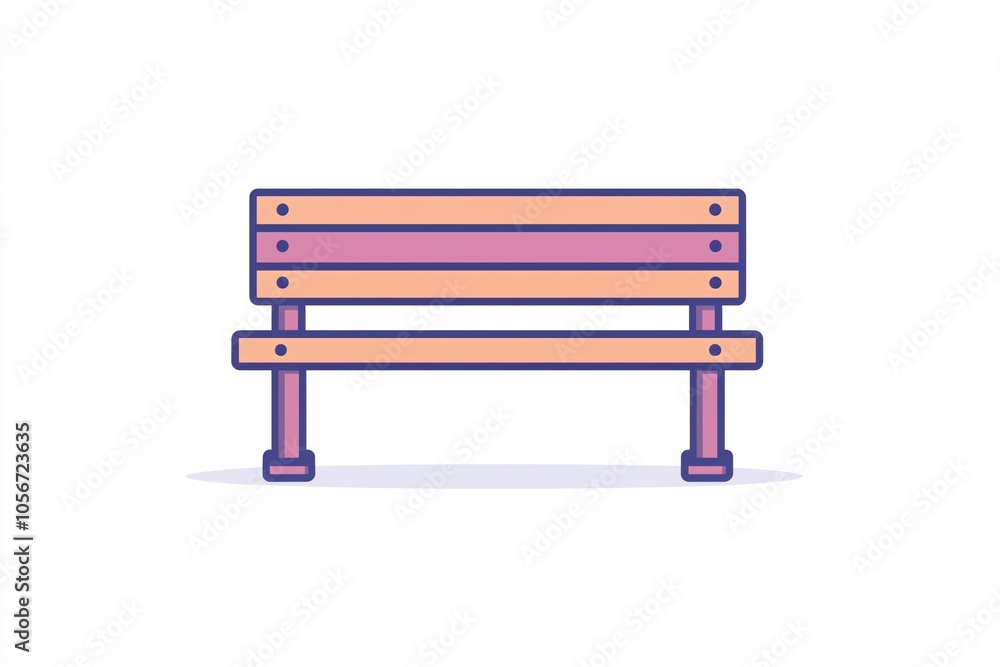 A icon of an empty park bench inviting relaxation and reflection, set against a white background for easy visibility. A icon of an empty park bench inviting relaxation and reflection, set against a white background for easy visibility.