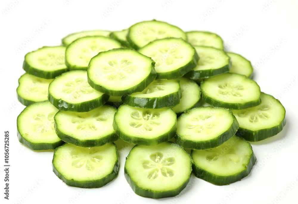 Sliced green cucumbers on a white background Sliced green cucumbers on a white background