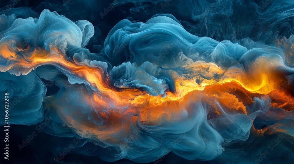 Abstract Swirling Blue and Orange Paint Abstract Swirling Blue and Orange Paint