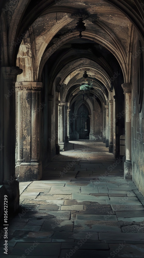 Obraz premium Stone Archway Corridor - Historic Architecture