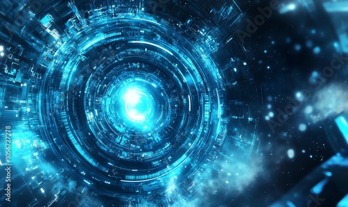 Abstract digital technology background blue.