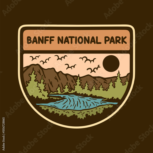 BANFF NATIONAL PARK BADGE LOGO DESIGN VECTOR ILLUSTRATION