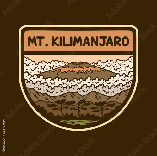 MT. KILIMANJARO NATIONAL PARK BADGE LOGO DESIGN VECTOR ILLUSTRATION
