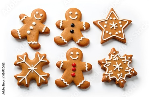 flat illustration, Christmas cookies of different shapes on a light background