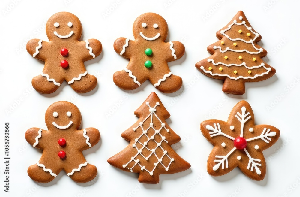flat illustration, Christmas cookies of different shapes on a light background flat illustration, Christmas cookies of different shapes on a light background