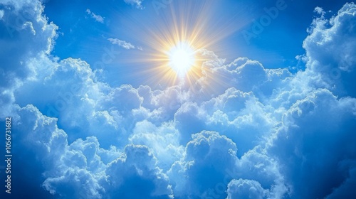 A Sunlit Sky with Puffy White Clouds