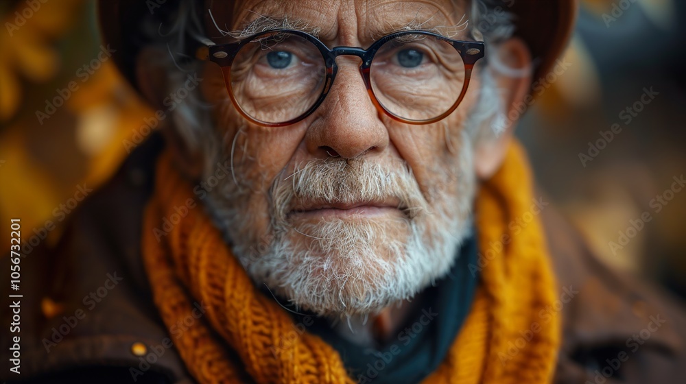 Close Up Portrait of a Senior Man with Glasses and a Beard Close Up Portrait of a Senior Man with Glasses and a Beard