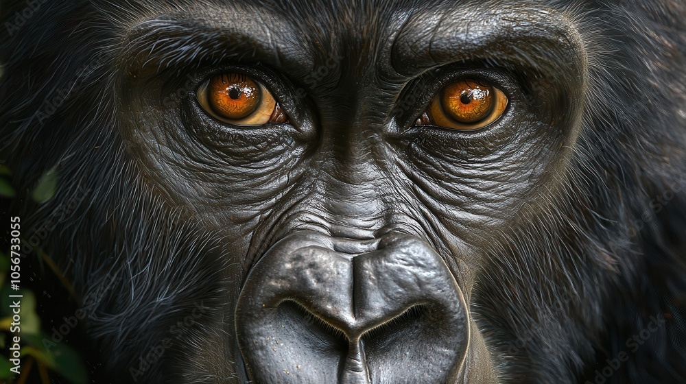 Intense Gaze of a Powerful Gorilla a Majestic Primate of the African Wilderness Intense Gaze of a Powerful Gorilla a Majestic Primate of the African Wilderness