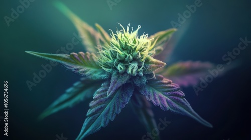 A high-quality image of a cannabis blossom with stunning green